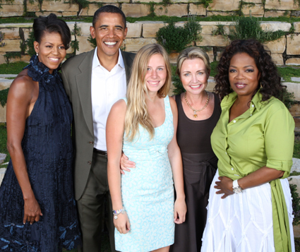 megan beyer with her daughter, michelle and barack obama, oprah winfrey